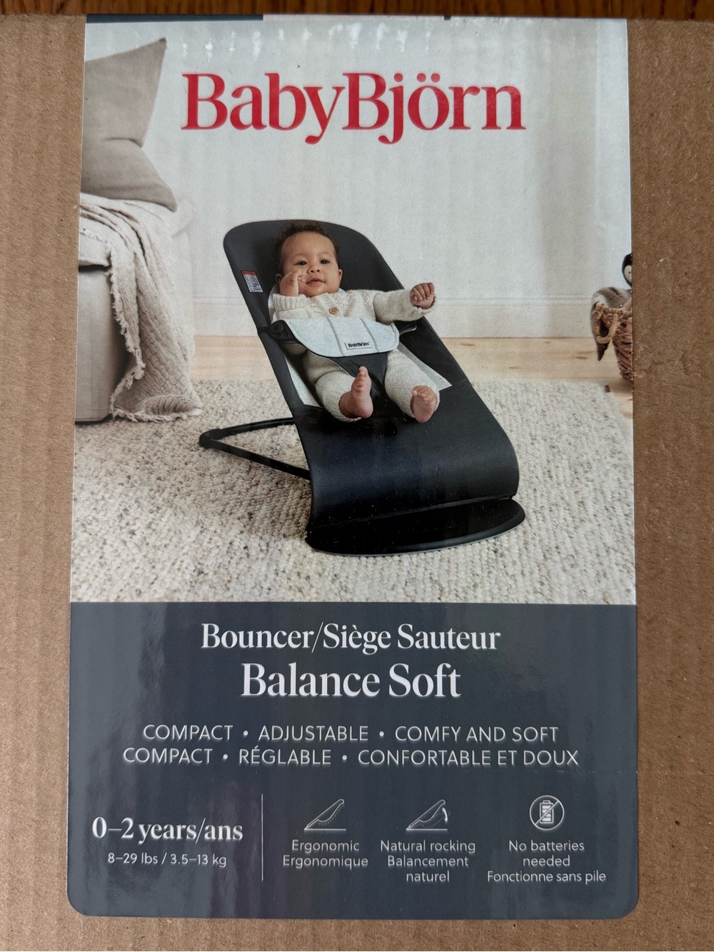 Brand New in Box! BabyBjörn Bouncer - Dark Gray/Gray